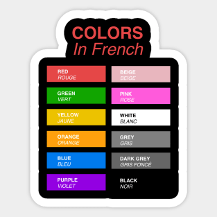 French Colors - Colors in French Sticker